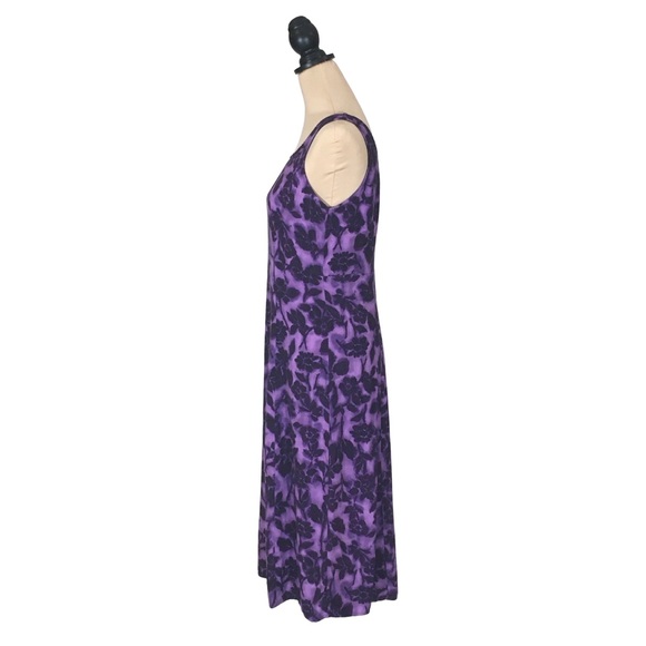 Caroline Wells Vintage Purple Floral Sleeveless Maxi Dress, Petite 12 - Picture 2 of 8